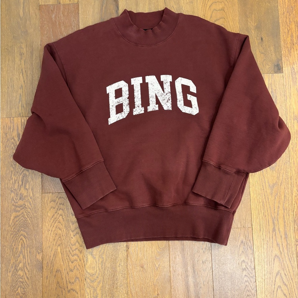 Anine Bing Bradie Sweatshirt in Deep Burgundy Sz L - Picture 2 of 11